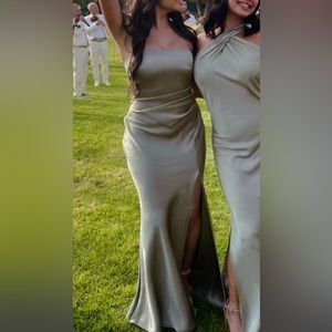 Bec + Bridge Dreamer Strapless Dress Sage Green Bridesmaid Dress